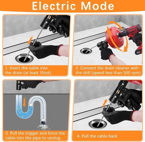 10-In-1 25FT Drain Clog Remover Tools Kit, Plumbing Snake Drain Auger Hair Clog Remover with Gloves and Cleaning Brush and Cleaning Brush for Kitchen and Shower Drain Cleaning in Saudi Arabia