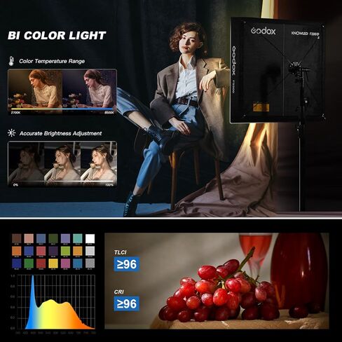 Godox Knowled F400Bi BI-Color Led Video Light Panel with Honeycomb Grid, Foldable Waterproof Flexible LED Mat DMX/CRMX/2.4G/APP Control for Film, Broadcast, Video Production & Photography (2.1 x 4') in Saudi Arabia