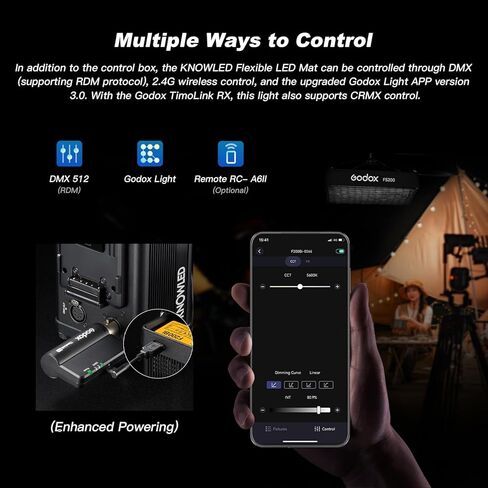 Godox Knowled F400Bi BI-Color Led Video Light Panel with Honeycomb Grid, Foldable Waterproof Flexible LED Mat DMX/CRMX/2.4G/APP Control for Film, Broadcast, Video Production & Photography (2.1 x 4') in Saudi Arabia