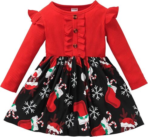 VINUOKER Toddler Girl Fall Dress Baby Girls Floral Dress Long Sleeve Clothes Winter Dress for Toddler Girls in Saudi Arabia