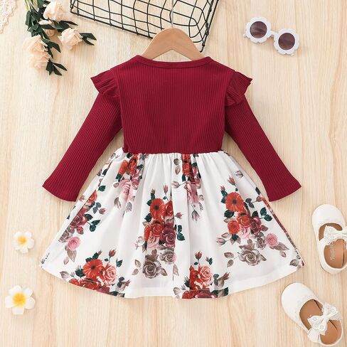VINUOKER Toddler Girl Fall Dress Baby Girls Floral Dress Long Sleeve Clothes Winter Dress for Toddler Girls in Saudi Arabia