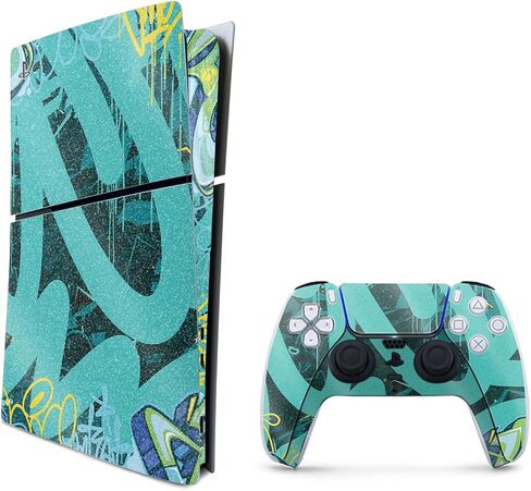 Carbon Fiber Gaming Skin Compatible with PlayStation 5 Slim Digital Edition Combo with Controller - Camber - Premium 3M Vinyl Protective Wrap Decal Cover | Crafted in The USA by MightySkins in Saudi Arabia