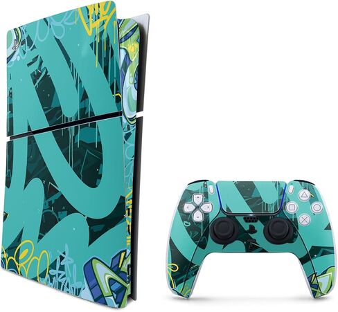 Carbon Fiber Gaming Skin Compatible with PlayStation 5 Slim Digital Edition Combo with Controller - Camber - Premium 3M Vinyl Protective Wrap Decal Cover | Crafted in The USA by MightySkins in Saudi Arabia