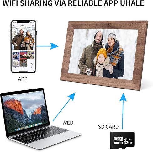 10.1 Inch Digital Picture Frame Wi-Fi Smart Digital Picture Frames with HD IPS Touch Screen,Built in 32GB Memory,Slideshow/Wall Mountable/Share Videos,Share Moments Instantly via Uhale App in Saudi Arabia