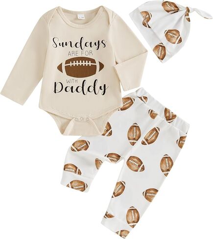 Baby Boy Football Outfits Letter Rugby Long Sleeve Romper Long Pants with Hat Newborn Fall Clothes in Saudi Arabia