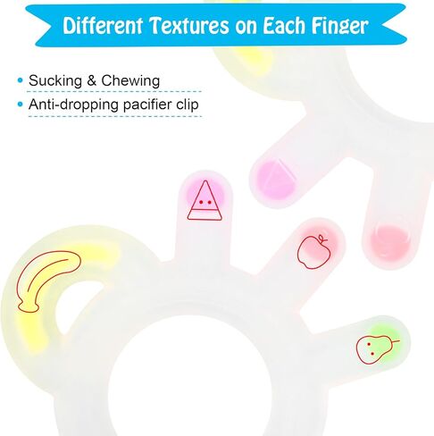 عضاضات للأطفال من عمر 6 إلى 12 شهرًا - ألعاب تسنين للأطفال مصنوعة من السيليكون الناعم، خالية من مادة BPA، مهدئة ومحفزة وسهلة الإمساك بألعاب التسنين للأطفال in Kuwait