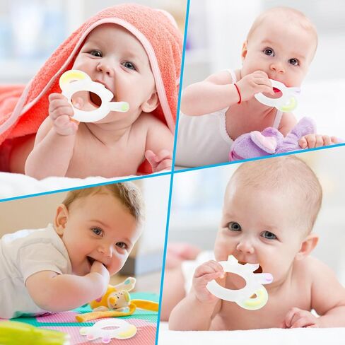 عضاضات للأطفال من عمر 6 إلى 12 شهرًا - ألعاب تسنين للأطفال مصنوعة من السيليكون الناعم، خالية من مادة BPA، مهدئة ومحفزة وسهلة الإمساك بألعاب التسنين للأطفال in Kuwait