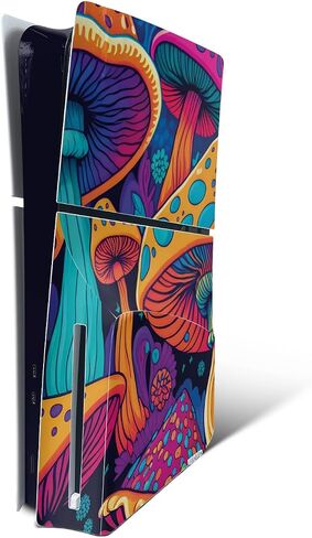 Glossy Glitter Gaming Skin Compatible with PlayStation 5 Slim Disk Edition Console Only - Mushrooms - Premium 3M Vinyl Protective Wrap Decal Cover - Easy to Apply | Crafted in The USA by MightySkins in Saudi Arabia