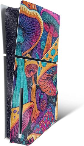 Glossy Glitter Gaming Skin Compatible with PlayStation 5 Slim Disk Edition Console Only - Mushrooms - Premium 3M Vinyl Protective Wrap Decal Cover - Easy to Apply | Crafted in The USA by MightySkins in Saudi Arabia