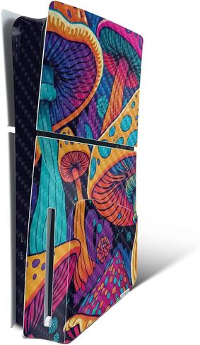 Glossy Glitter Gaming Skin Compatible with PlayStation 5 Slim Disk Edition Console Only - Mushrooms - Premium 3M Vinyl Protective Wrap Decal Cover - Easy to Apply | Crafted in The USA by MightySkins in Saudi Arabia