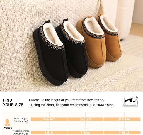 VONMAY Women's Cozy Platform Slippers, Warm Fleece-Lined Indoor Outdoor Slippers with Anti-Slip Sole, Stylish and Comfortable Winter House Shoes in Saudi Arabia