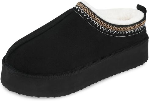 VONMAY Women's Cozy Platform Slippers, Warm Fleece-Lined Indoor Outdoor Slippers with Anti-Slip Sole, Stylish and Comfortable Winter House Shoes in Saudi Arabia