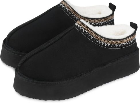 VONMAY Women's Cozy Platform Slippers, Warm Fleece-Lined Indoor Outdoor Slippers with Anti-Slip Sole, Stylish and Comfortable Winter House Shoes in Saudi Arabia
