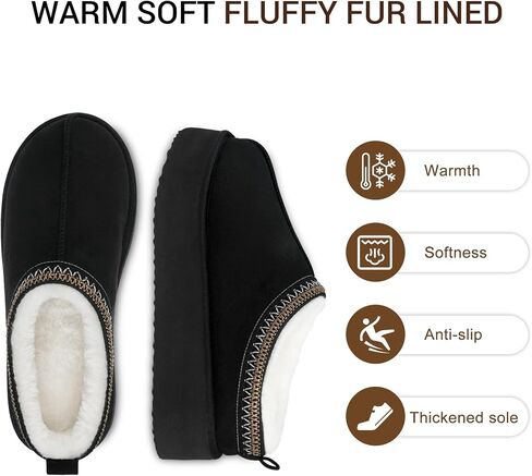 VONMAY Women's Cozy Platform Slippers, Warm Fleece-Lined Indoor Outdoor Slippers with Anti-Slip Sole, Stylish and Comfortable Winter House Shoes in Saudi Arabia