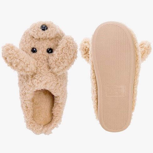 Frcctre Women's Cute Teddy Animal Slippers House Slippers, Size 8.5-9 Fluffy Slippers Memory Foam Winter Slippers Soft Fleece Plush House Slippers for Bedroom Living Room Indoor in Kuwait