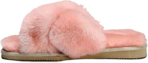 Women's Sheepskin Slippers Indoor Outdoor House Leather Shearling Fur Cross Band Slippers in Saudi Arabia