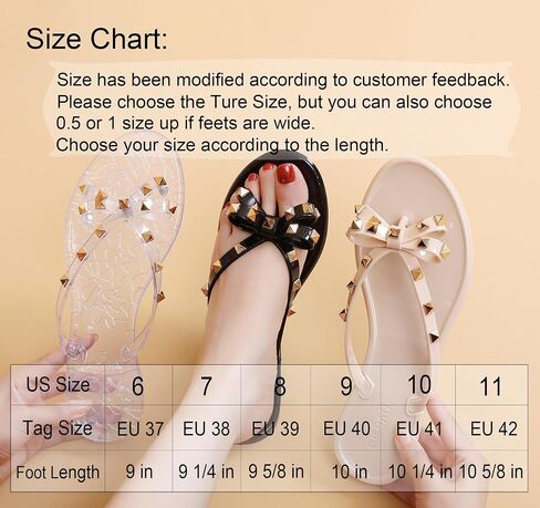 Studded Jelly Shoes for Womens Bow Flip Flops Jellies Sandals Flat Black Summer Beach Thong with Rivets Strappy Slides Slip On in Saudi Arabia