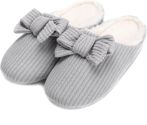 LORDFON Comfy Slippers for Women Indoor Women's Memory Foam Slippers Cute Knitted Bow Furry Warm Bedroom Womens House Shoes in Saudi Arabia