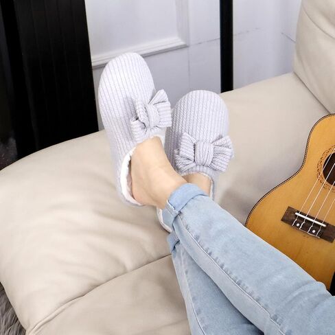LORDFON Comfy Slippers for Women Indoor Women's Memory Foam Slippers Cute Knitted Bow Furry Warm Bedroom Womens House Shoes in Saudi Arabia