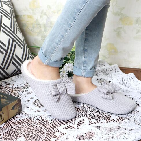LORDFON Comfy Slippers for Women Indoor Women's Memory Foam Slippers Cute Knitted Bow Furry Warm Bedroom Womens House Shoes in Saudi Arabia