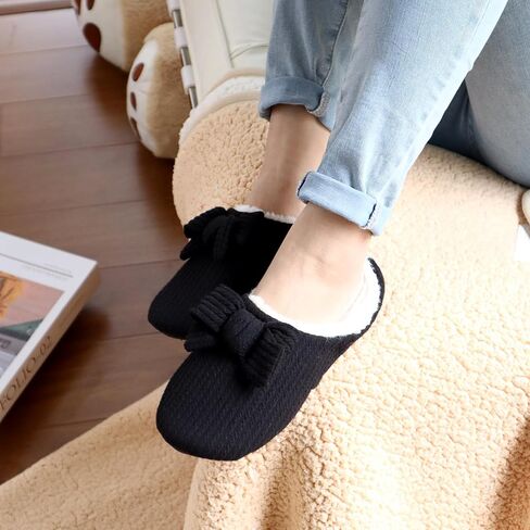 LORDFON Comfy Slippers for Women Indoor Women's Memory Foam Slippers Cute Knitted Bow Furry Warm Bedroom Womens House Shoes in Saudi Arabia
