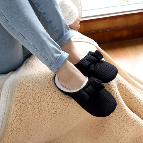 LORDFON Comfy Slippers for Women Indoor Women's Memory Foam Slippers Cute Knitted Bow Furry Warm Bedroom Womens House Shoes in Saudi Arabia