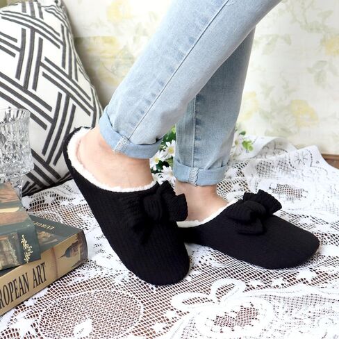 LORDFON Comfy Slippers for Women Indoor Women's Memory Foam Slippers Cute Knitted Bow Furry Warm Bedroom Womens House Shoes in Saudi Arabia