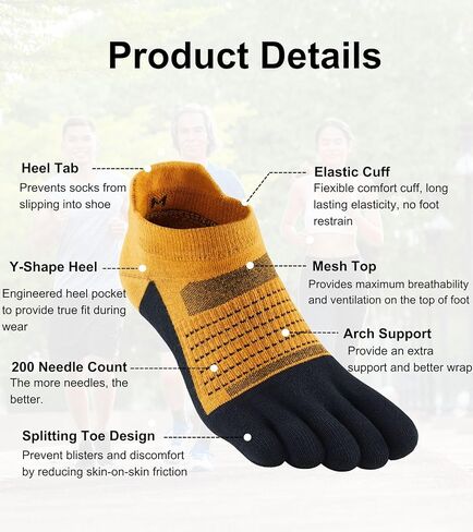 Toe Socks for Men and Women Coolmax Five Finger No Show Athletic Running High Performance Lightweight 3 Pairs in Kuwait