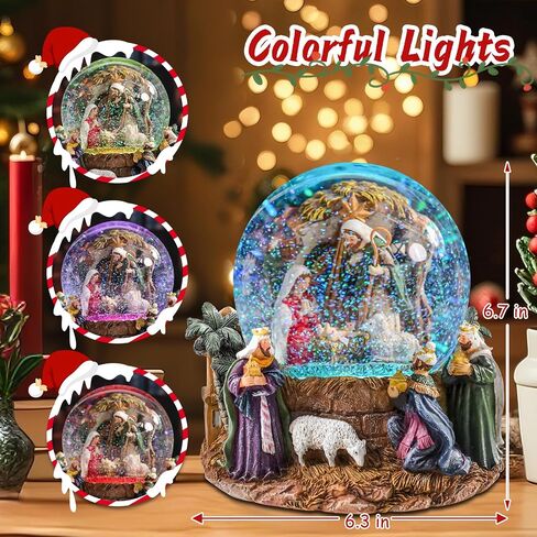 VCUTEKA Christmas Snow Globe, Musical Snow Globes Color Changing Swirling Glitter Battery Operated Lighted Snow Globes for Kids Gift and Home Décor in Saudi Arabia