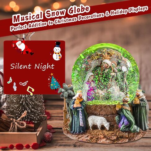 VCUTEKA Christmas Snow Globe, Musical Snow Globes Color Changing Swirling Glitter Battery Operated Lighted Snow Globes for Kids Gift and Home Décor in Saudi Arabia