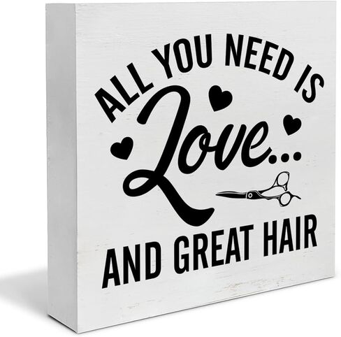 Farmhouse Hairstylist Wood Box Sign Art Desk Decor Hair Stylist Sayings Wood Block Sign Decor 5 x 5 Inch for Hair Salon Barbershop Tabletop Shelf Wall in Saudi Arabia