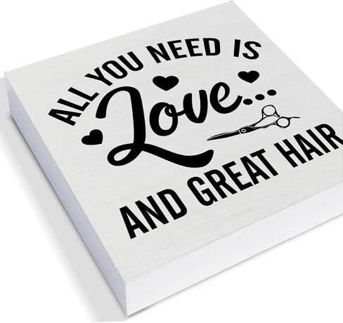 Farmhouse Hairstylist Wood Box Sign Art Desk Decor Hair Stylist Sayings Wood Block Sign Decor 5 x 5 Inch for Hair Salon Barbershop Tabletop Shelf Wall in Saudi Arabia
