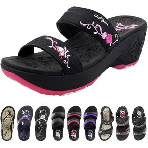 Gold Pigeon Shoes Comfortable Wedge Sandals, Women's Platform Sandals Casual Summer Beach, Heeled Wedges 2.75"