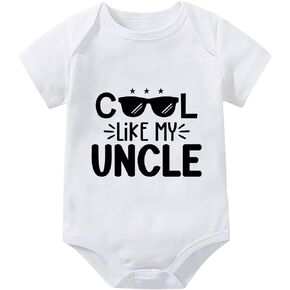 Cool Like My Uncle Newborn Boy Outfits Short Sleeve Baby Boy Romper White Baby Clothes