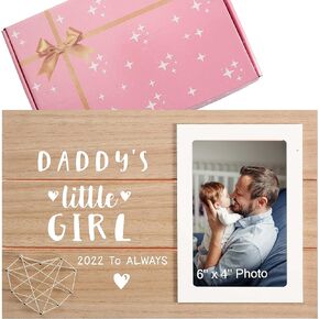 LPJ Father's Day Gift for Dad From Daughter-Daddy Gift-Baby Girl Shower Gift-New Gift-First Fathers Dad-Birthday Christmas Dad-Daddy's Little 2022 to Always-Photo Frame Picture