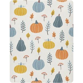 Pfrewn Fall Autumn Crib Sheets for Boys Girls Rustic Colourful Pumpkins Leaf Branches Fitted Crib Sheet for Mini Stretch Soft Toddler Baby Playard Mattress Sheet Thanksgiving Decor, 52x28x9IN