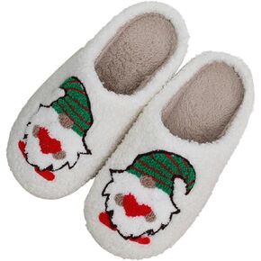 Rungion Furry House Slippers for Women Men Christmas Halloween Warm Soft Indoor Slippers Cute Elk Snowman Tree Winter Slides