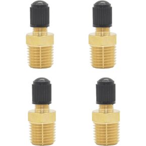 4Pcs Schrader Valve 1/4Inch NPT Male Brass Schrader Valves with Standard Valve Core for Air Compressor Tanks