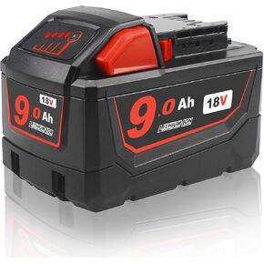 18V 9.0Ah Replacement Battery for Milwaukee 18V, 48-11-1840, 48-11-1850, Cordless Power Tool, High Capacity 9000mAh Battery with Overload & Discharge Protection for Extended Runtime