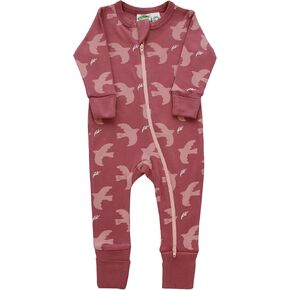 PARADE Organic Signature Print '2-Way' Zip Matching Holiday Romper - Long Sleeve Rose Doves 6-12M with mitts in Kuwait