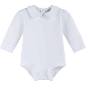 Lil cactus White Collared Unisex Long Sleeve Bodysuit Romper
