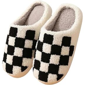 House Slippers for Women Casual House Shoe Memory Foam Womens Slippers Cozy Plush Warm Slip-on House Shoes Checkered Strawberry Mushroom Evil Eyes Love Heart Slippers