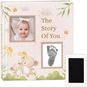 Baby Memory Book, Baby Keepsake Book, With Ink Pad for Baby Footprints, 90 Pages, 5 Years Diary, Design for Boy or Girl, Baby Books for New Parents, Record Books for Babies from Birth.