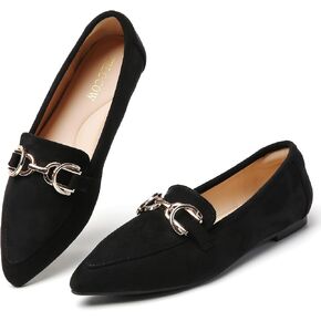 Tilocow Metal Chain Loafers Flats for Women Pointed Toe Slip on Flats Dressy Casual Comfortable Work Business Shoes in Kuwait