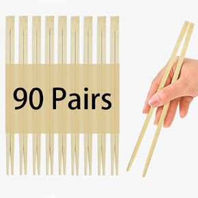 Bamboo Chopsticks Disposable - Individually Wrapped Disposable Chop Sticks, Solid No Splinter Japanese Chopsticks (90 pairs)