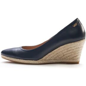 VISCATA Dunes Leather Wedge Pumps Handmade 2 ½"" Heel Women's Sandals with Leather Lined Canvas Upper 100% Natural Jute Midsole Soft Leather Inner Sole Cushion for All Casual Occasions