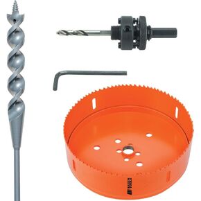 Klein Tools 80128 Hole Making Kit Features Flex Bit Auger, Bi-Metal Hole Saw and Hole Saw Arbor with Pins, 3-Piece