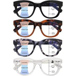Oprah Style Progressive Multifocus Reading Glasses for Women,Blue Light Blocking Computer Readers with Spring Hinge