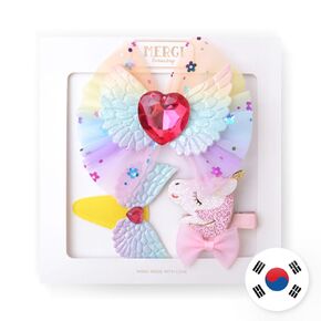 Unicorn heart hairclip gift set (3pcs/pack) all made in Korea. girl's gift set, snap clip, barretta clip, baby pin, children's hair accessory