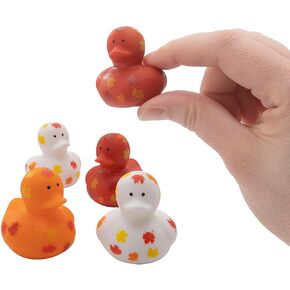 Fun Express Mini Fall Leaf-Printed Rubber Ducks - 24 Pc